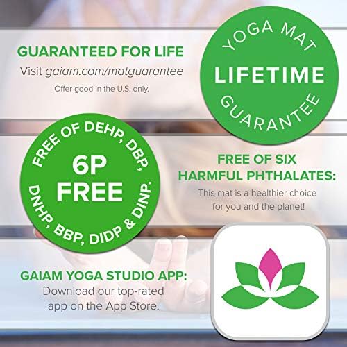 Gaiam Düz Renk Yoga Mat, Kaymaz Egzersiz ve fitness matı Her Türlü Yoga, Pilates ve Zemin Egzersizleri için