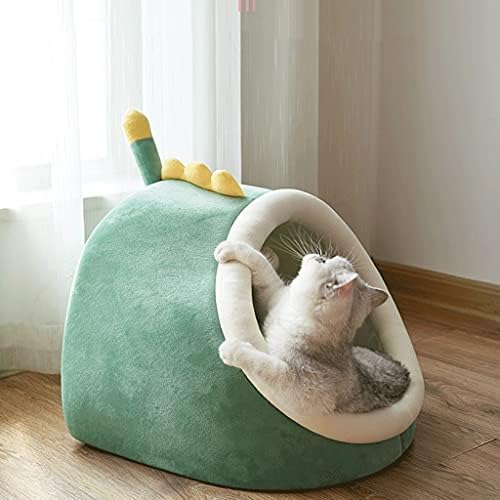 MENGGE Yarı Kapalı Kedi Yatakları, Çıkarılabilir ve Yıkanabilir pet Yatak, Küçük Köpekler ve Kediler için Uygun (Renk: Gri Tavşan-mat