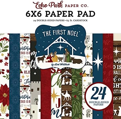 Echo Park Kağıt Toplama Paketi: İlk Noel 12” x 12 Katı Kağıt Paketi + İlk Noel 6 x 6 Çift Taraflı Kağıt Paketi, 12-x-12-İnç