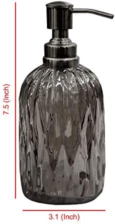 nu çelik GLA328D-6 Glacier Koleksiyonu Cam Siyah Finish Metal Trim ile Doldurulabilir Sıvı Sabunluk Pompa Şişe Banyo Vanity Tezgah