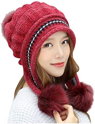 Kadın Kasketleri Tutmak Sıcak Kış Şapka Örme Yün Hemming Şapka ile Saç Topu Kış Sıcak Kulaklar Şapka Bayanlar Şapka