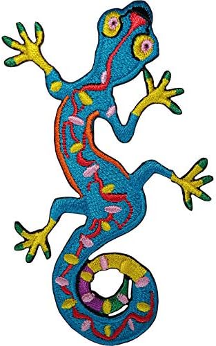 Gecko kertenkele işlemeli demir yama rozeti giysi çantası nakış aplike dikmek