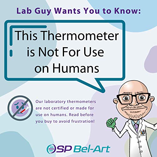 SP Bel-Art, H-B Okunması Kolay Genel Amaçlı Cam İçi Sıvı Laboratuvar Termometresi; -10 ila 110C, Toplam Daldırma, Çevre Dostu
