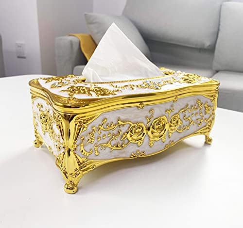 Victoria Dekor Yüz Doku Kutusu Kapağı,Altın Plastik Doku Tutucu, Banyo, Yatak Odası veya Ofis için (Altın)