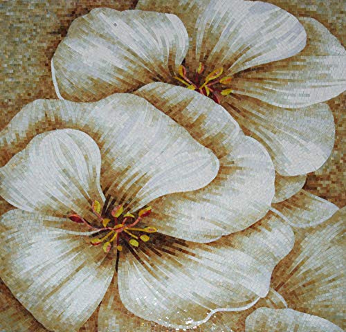 Elma Çiçekleri Mozaik Dekoru / Büyüleyici Mozaik Sanatı / Mozaik Laboratuvarı Tarafından Mozaik Karolar | El Yapımı Cam | Bu