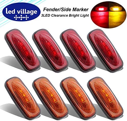 LedVillage [8 paketi] 3.4 İnç Set 4 Amber + 4 Kırmızı Ağır Kamyon Süper Akı F3 Piranha çamurluk Gümrükleme Lambası Side Marker