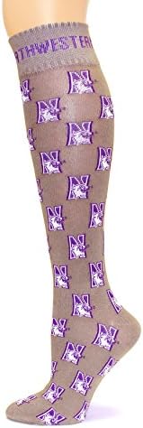 NCAA Northwestern Wildcats Unisex 71176.0 Northwestern Elbise Çorabı, Gri, Bir Beden