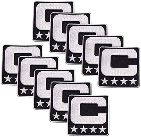 Siyah Kaptan C Yama (10 Paket) Demir Forması Futbol, Beyzbol, Futbol, Hokey, Lacrosse, Basketbol