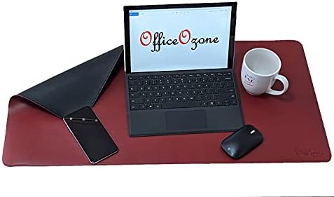 OfficeOzone Masa Pedi, Masa Matı, Dikişli Kenarlı Mouse Pad. Çift Taraflı-Siyah ve Koyu Kırmızı-31,5 x 15,7