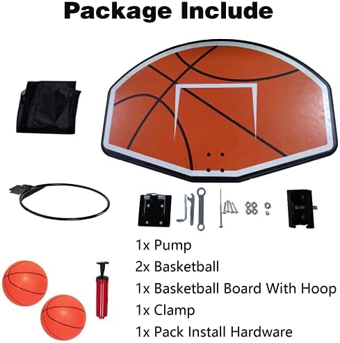 2 Mini Top ve Pompa ile HİWOKK Panço Trambolin Basketbol Potası Dahil, Dunk için, Montajı Kolay Metal Jant Çoğu Trambolin Direği