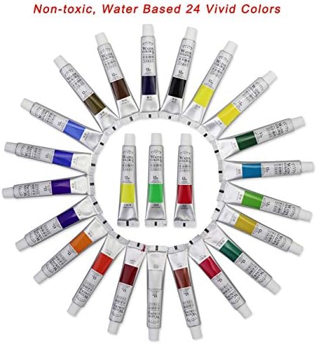 FUNHUA Suluboya Boya Sanatçı Set - 24 Tüp Sanat Kiti Içerir Renkli Su Renk Boyalar (24 Renk)