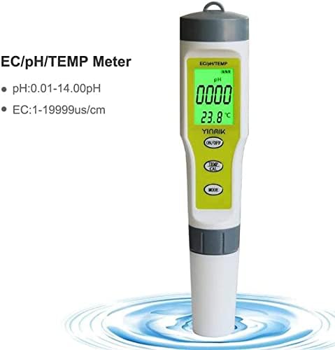 dhrszpd Taşınabilir Ph / ec / Sıcaklık 3 in 1 test kalemi El Ph Değeri ph ölçer Su Kalitesi Test Cihazı Havuzu Ev Su Kalitesi