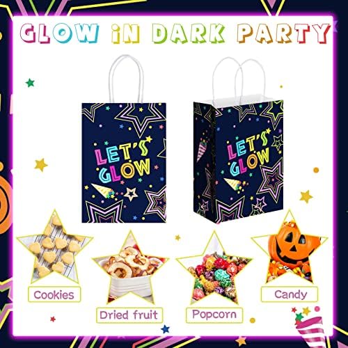 12 Adet Glow Karanlık Parti Iyilik Neon Parti Malzemeleri Yetişkinler için Glow Karanlık Parti saplı çanta Tedavi Tote Glow Parti