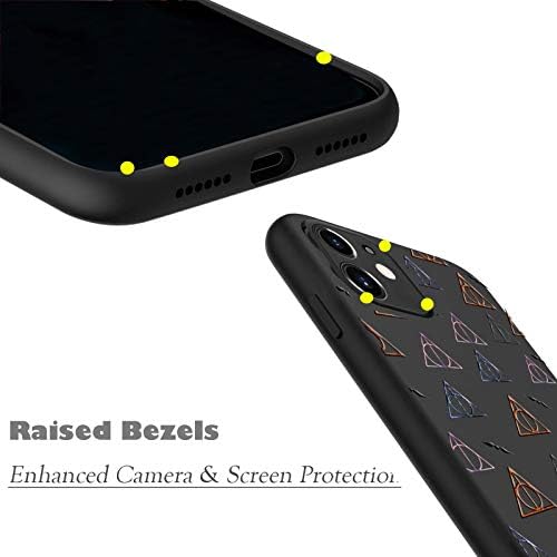 Unov Kılıf iPhone 11 Kılıf ile Hallows Tasarım İnce Koruyucu Yumuşak Sıvı Silikon Tampon Destek Kablosuz Şarj 6.1 İnç (Siyah