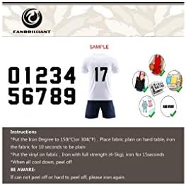 FANBRİLLİANT 0 ila 9 Numaraları 8 inç Boyunda Spor T-Shirt Jersey Demir on ısı Transferi Numaraları (Beyaz)