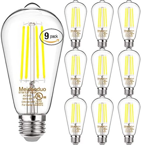 Vintage LED Edison Ampuller 60 Watt Eşdeğer, yüksek Parlaklık 6 W LED Vintage Ampuller 4000 K Günışığı Beyaz ST58 ST19 LED Temizle
