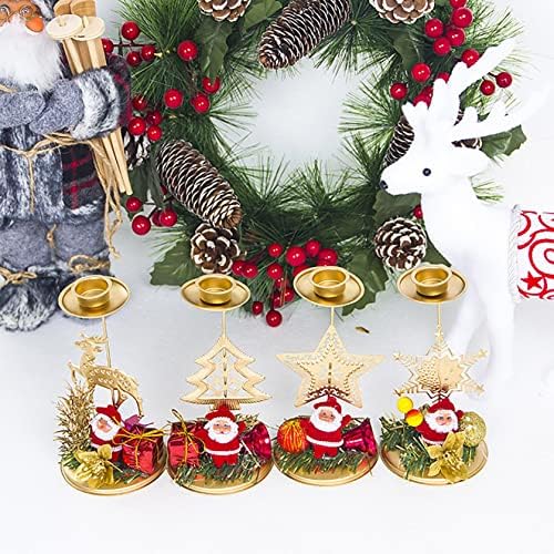 SOOMLON Noel Ferforje Şamdan Süsler, Noel Mum Masa Dekorasyon Arka Plan, Mumluk Süsler, Ev Noel Dekorasyon, Metal Noel Ağacı