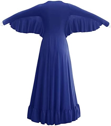 Bayan Melek Kanat Ibadet Liturgical Övgü Dans Elbise Gevşek Fit Tam Boy Fırfır Tunik Maxi Giyim Bale Kıyafeti