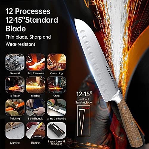 Şef Bıçağı - Pro Mutfak Bıçağı 7 İnç şefin Bıçakları Yüksek Karbonlu Alman Paslanmaz Çelik Keskin Santoku Japon mutfak bıçağı