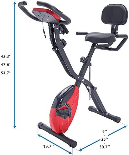 SSLine Katlanır Egzersiz Bisikleti Kapalı Dik Sabit Bisiklet Manyetik Yaslanmış Bisiklet Kol Direnç Bandı ve LCD Monitör ile