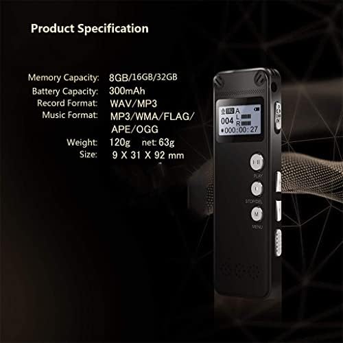 SXYLTNX Profesyonel Ses Aktif Dijital Ses Kaydedici USB Kalem Gürültü Iptal Zaman Kayıt (Renk: Gösterildiği Gibi, Boyutu: 8 GB)