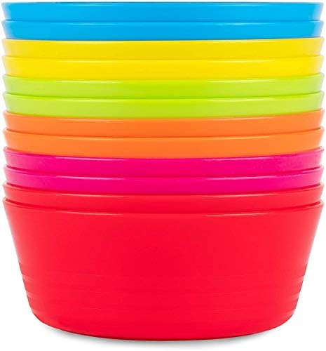 Plaskidy Çocuklar Plastik Kaseler 12 Çocuk Kase Seti 10 Ons Mikrodalga Bulaşık Makinesinde Yıkanabilir BPA İçermez Toksik Olmayan