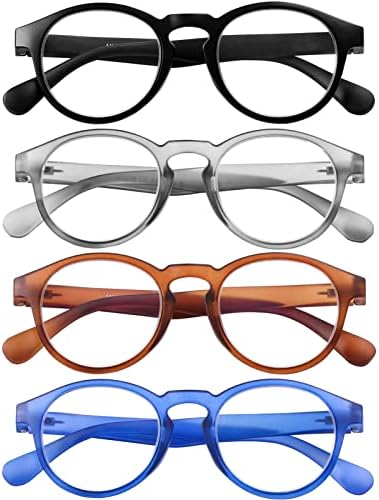 DOOViC 4 Paket okuma gözlüğü mavi ışık engelleme, bilgisayar okuyucular ile bahar menteşe, hafif gözlük erkek kadın