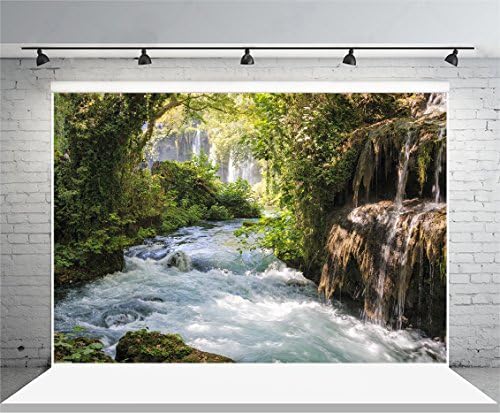 Baocıcco 10x7ft Vinil Yeşil Orman Fotoğraf Arka Planında Arka Plan Dağ ve Su Manzara Güzel Şelale ve Nehir Antik Ağaç Açık Keşfetmek